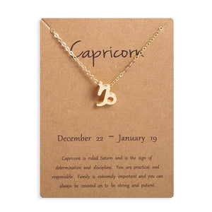 Men Women 12 Horoscope Zodiac Sign Gold Pendant Necklace Aries Leo 12 Constellations Jewelry Kids Christmas Gifts 19NOV91