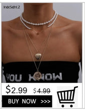 Carica l&#39;immagine nel visualizzatore di Gallery, Punk Multi Layered Pearl Choker Necklace Collar Statement Virgin Mary Coin Crystal Pendant Necklace Women Jewelry