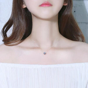 New Personality Fashion Square Imitation Pearl Crystal Zircon Necklace Invisible Transparent Fishing Line Necklace Women