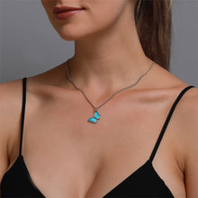 Carica l'immagine nel visualizzatore di Gallery, Korean Blue Gradient Butterfly Necklace for Women Girls Silver Color Rainbow Butterflies Pendant Choker Necklaces Jewelry Gift
