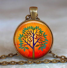 Load image into Gallery viewer, Tree Of Life Glass Cabochon Statement Necklace &amp; Pendant Jewelry Vintage Charm Chain Choker Steampunk Jewelry Gift for Women