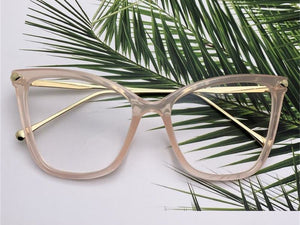 Sexy Red Eyeglasses Frame Women Cat Eye Glasses Clear Lens Sunglasses Frame Fashion Spectacles Oversized Eyewear Metal Legs