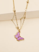 Carica l'immagine nel visualizzatore di Gallery, Korean Blue Gradient Butterfly Necklace for Women Girls Silver Color Rainbow Butterflies Pendant Choker Necklaces Jewelry Gift