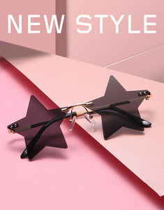 Vintage Unique Star Shape Mirror Rimless Sunglasses Women Fashion Clear Ocean Lens Eyewear Men Trending Sun Glasses Shades
