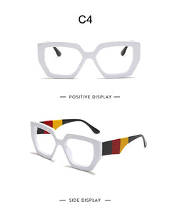 Fashion Polygonal Glasses Frame Women European And American Three-Color Frame Flat Glasses Men's Glasses Can Wear Myopia Glasses