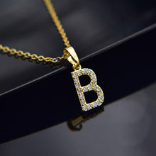 Carica l&#39;immagine nel visualizzatore di Gallery, Cubic Zircon Alphabet Pendants Gold Silver Color Copper Mini A-Z Letter Pendant Necklace Shinning 26 Initial Collares Jewelry