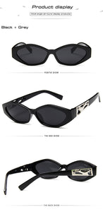 Retro Small Frame Polygon Cat Eyes Women Sunglasses Brand Designer Fashion Cheetah Decoration Ladies Sun Glasses UV400