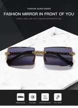 Carica l'immagine nel visualizzatore di Gallery, Occhiali da sole con diamanti senza montatura alla moda Design di marca da donna Occhiali da sole quadrati piccoli in metallo Tonalità di lusso Occhiali UV400 Gafas De Sol