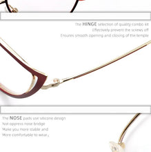 Load image into Gallery viewer, Optical Anti Blue Light Glasses Frames Women Prescription Glass Myopia Cat Eye Metal Fake Round Glasses Women&#39;s Eyewear UV400