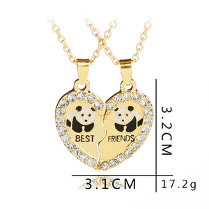 Fashion Best Friends Honey Love Couple Pendant Necklace 2 Pcs/ Set Rainbow Broken Heart BFF Good Friends Friendship Jewelry Gift