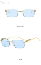 Load image into Gallery viewer, Fashion Rimless Rectangle Sunglasses Women Retro Cheetah Decoration Clear Ocean Lens Eyewear Men Sun Glasses Shades UV400