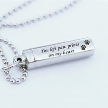 Carica l&#39;immagine nel visualizzatore di Gallery, Regalo per la perdita di animali domestici, collana commemorativa, urna per ceneri o capelli, campione di simpatia, cremazione, gioielli ricordo, zampe di cane, pendente e catena 