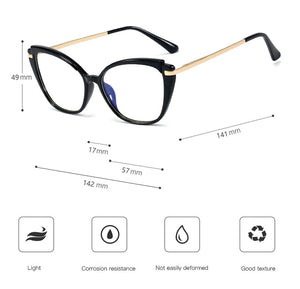 Plastic Titanium Anti Blue Glasses Frames Cat Eye Women Optical Fashion Computer Glasses