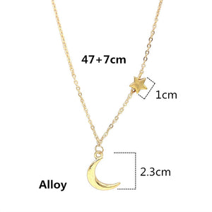 Ahmed Simple Star & Moon Pendant Necklace For Women New Bijoux Maxi Statement Necklaces Collier Fashion Jewelry