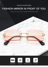 Load image into Gallery viewer, Fashion Rectangle Sunglasses Women   Brand Designer Rimless Square Sun Glasses Ladies Luxury Brand Gradient Shades