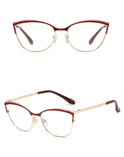 Carica l&#39;immagine nel visualizzatore di Gallery, Peekaboo women fashion glasses cat eye gold metal frame prescription eyeglasses female accessories pink green gift items