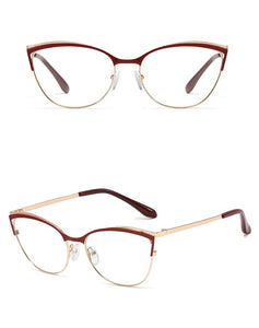 Peekaboo women fashion glasses cat eye gold metal frame prescription eyeglasses female accessories pink green gift items