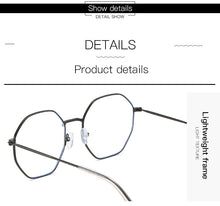 Load image into Gallery viewer, Men Vintage Anti Blue Light Hexagon Glasses Frame Women Lens Myopia Optical Mirror Simple Metal Anti-blue Clear Eyewear Frames