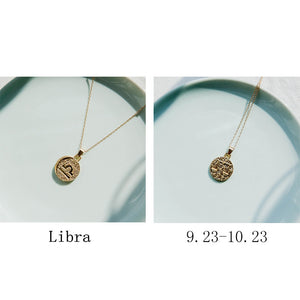 Gold Color 12 Constellation Coins Necklaces & Pendants Women Virgo Taurus Leo Short Chain Necklace Girls Gemini Celestial