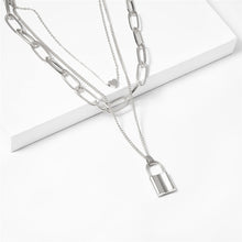 Carica l&#39;immagine nel visualizzatore di Gallery, Multi Layer Lover Lock Pendant Choker Necklace Steampunk Padlock Heart Chain Necklace Collier Best Couple Jewelry Gift