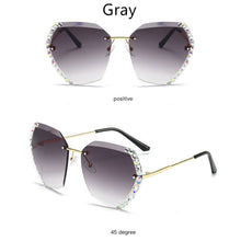 Load image into Gallery viewer, Vintage Style Rimless Sun Glasses Female Luxury Brand Cut Diamond Crystal Gradient Square Sunglasses
