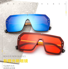 Load image into Gallery viewer, 2022 futuristic big rectangle FF logo sunglasses women uv400 high quality oversized shades for women retro mirro oculos de sol