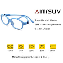 Load image into Gallery viewer, Square Unisex TR90 Flexible Ultralight Glasses Frame Kids Optical Clear Silicone Eyeglasses Boy Girls UV400
