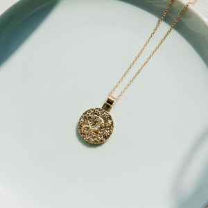 Gold Color 12 Constellation Coins Necklaces & Pendants Women Virgo Taurus Leo Short Chain Necklace Girls Gemini Celestial