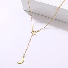 Carica l&#39;immagine nel visualizzatore di Gallery, CACANA Long Pendant Moon And Hollow Star Necklaces Pendants For Women  Simple Design Necklace Stylish Stainless Steel Jewelry
