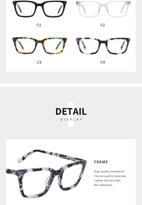 Acetate Women's Glasses Frame Men's Transparent Eyeglasses Optical Myopia Fashion Spectacle Frame Glasses Without Degree