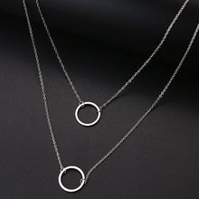 Load image into Gallery viewer, Women Double Round Geometric Pendant Necklace Stainless Steel Gold and Silver Color Jewelry Gift
