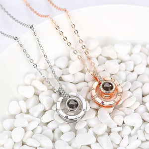 100 Languages Love Necklace Heart Pendant Wedding Romantic I Love You Projection Necklace for Women Girl Friend Ladies Gifts