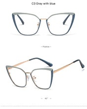 Load image into Gallery viewer, Clear Glasses Frame Computer Cell Phone Women Cat Eye Anti Blue Light Metal Eyewear Blocking Glasses Optical Spectacle Eyeglass