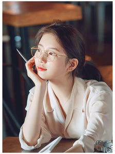Anti Blue Light Glasses Women Titanium Frame Round Clear Computer Glasses Photochormic Optical Eyeglasses  New BF1820