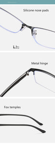 Women Half frame Finished Myopia Glasses Lady Anti-blue light Prescription glasses Men Business Nearsighted Eyewear -1.5-2.0-2.5