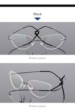 Load image into Gallery viewer, Women Titanium alloy Screwless Rimless Cat Eye Glasses Frame, Ultralight Frameless Optical Frames For Prescription Myopia F860