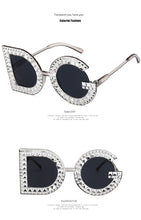 Load image into Gallery viewer, 2022 Trend Letter Sunglasses Female Oversized Sun Glasses Women Luxury Brand Spray Paint Diamond Frame Flash Shades Eyeglasses