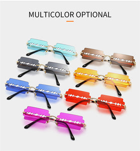 New Frameless Personality Hollow Blade Woman Sunglasses Retro Unique Hollow Funny Sunglasses Party Catwalk Men Sun Glasses