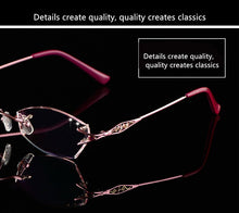Load image into Gallery viewer, LOUISE STAR Titanium Fashion Anti-Blue Light Diamond Frameless Flat mirror Trend Carved Lens Elegant Female Prescription Glasses