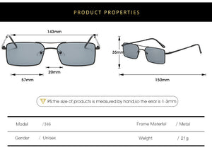 Square Women Sunglasses Alloy Metal Small Frame Clear Double Men's Sun Glasses Women Vintage Chic Female Shades Red Yellow