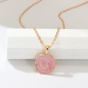 New Fashion Necklace Alloy Drop Oil Love Heart Moon Lightning Necklaces Elegant Cute Round Party Gift Jewelry For Women