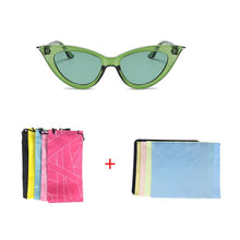 Load image into Gallery viewer, Transparent Green Cat's Eye Sunglasses For Women  Small Frame Fashion Frontier Classic  Vintage Personalized Mirror Sun Glasses