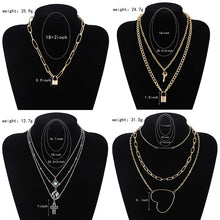 Load image into Gallery viewer, 2020 New Trendy Metal Hip Hop Lock Necklaces Punk Cross Pendant Necklace Gold/Silver Color For Women Men Jewelry Gifts