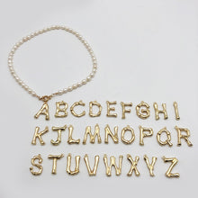 Load image into Gallery viewer, Real Pearl Necklace Choker Alphabet A-Z Initial Pearl Necklace Stainless Steel Buckle GoldColor Pendant Freshwater Pearl Jewelry