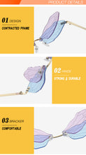 Load image into Gallery viewer, 2022 Luxury Fashion Dragonfly Sunglasses Women Rimless Wave Sun Glasses Metal Shades For Vintage Women Mirror Eyewear UV400