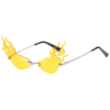 Load image into Gallery viewer, Luxury Flame Sunglasses Women Rimless Bat Sun Glasses Tears Shades Eyeglass Vintage Feather Sunglass Fire Shape Eyewear