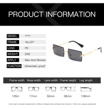 Load image into Gallery viewer, Small Rectangle Sunglasses Women Rimless UV400 Eyewear Vintage Sun Glasses Men Driving Women's Glasses Lunette de soleil femme
