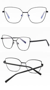 Peekaboo anti blue light cat eye glasses frame women vintage metal gold pink female prescription glasses for computer clear lens