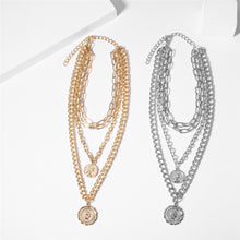 Carica l'immagine nel visualizzatore di Gallery, Punk Multi Layer Curb Cuban Chunky Thick Portrait Choker Necklace Women Vintage Carved Coin Pendant Necklace Jewelry
