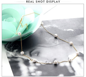 LUXUKISSKIDS Gold Fake Pearl 6mm Pendant Link Chain 2020 Choker Necklace Women Jewelry Stainless Steel Babygirl Necklaces Set